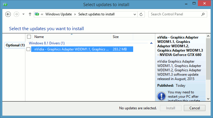 Windows 10 Upgrade not shown in optional updates