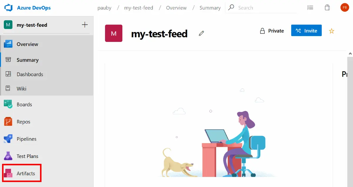 Click The Azure DevOps Artifacts Menu