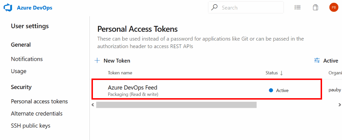 Azure DevOps Personal Access Tokens List