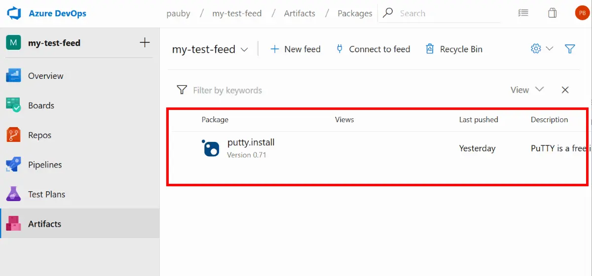 List Azure DevOps Artifacts Feed Packages