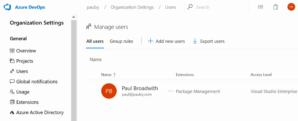 Show Your Azure DevOps Organization User Extensions