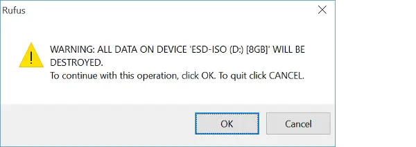 Rufus erase all data warning