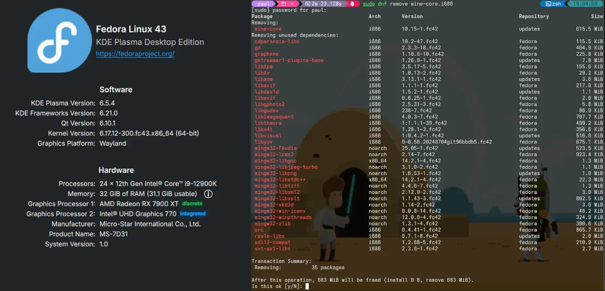 Fedora 43 Upgrade: Two Machines, One Tiny Hiccup