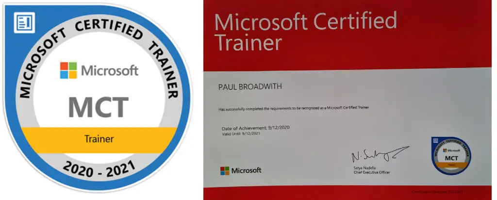 I'm a Microsoft Certified Trainer for 2020-2021