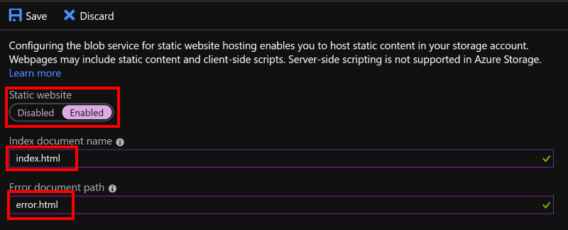 Enable your Azure static website