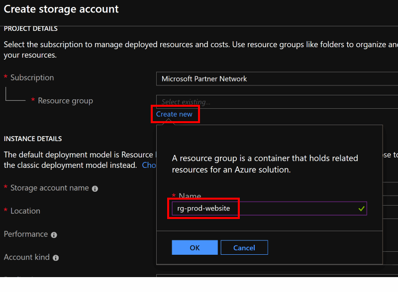 Create a new Azure Resource Group