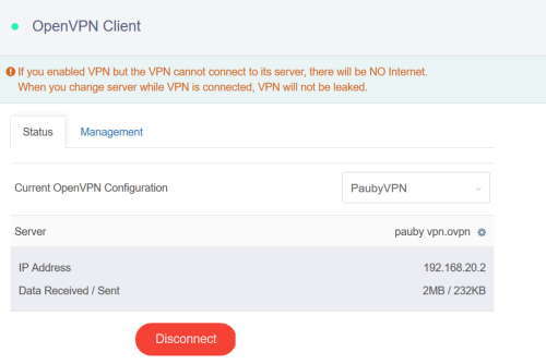 GL.iNet AR300M OpenVPN Client Connected