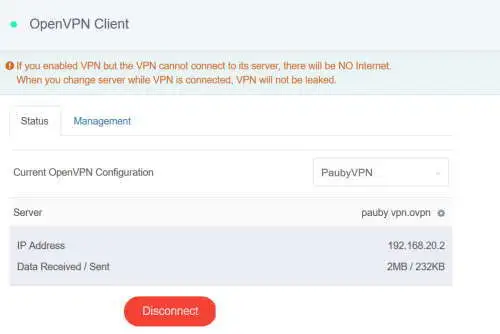 GL.iNet AR300M OpenVPN Client Connected