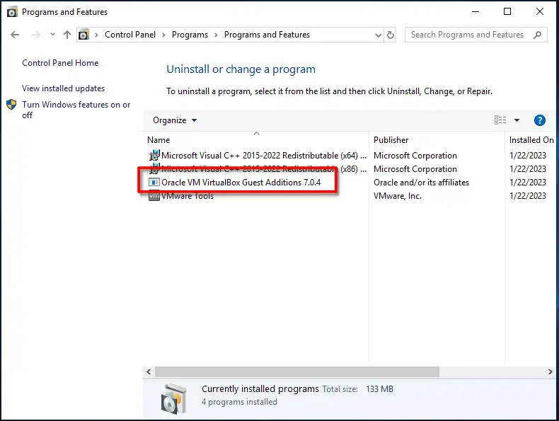 Uninstall VirtualBox Guest Additions