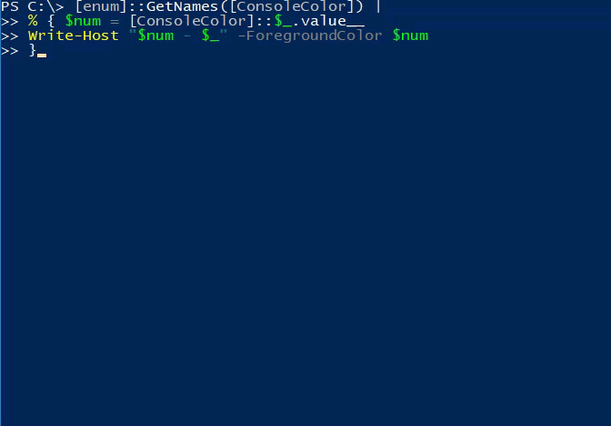 Working With Enums In PowerShell - ConsoleColor Internal Values